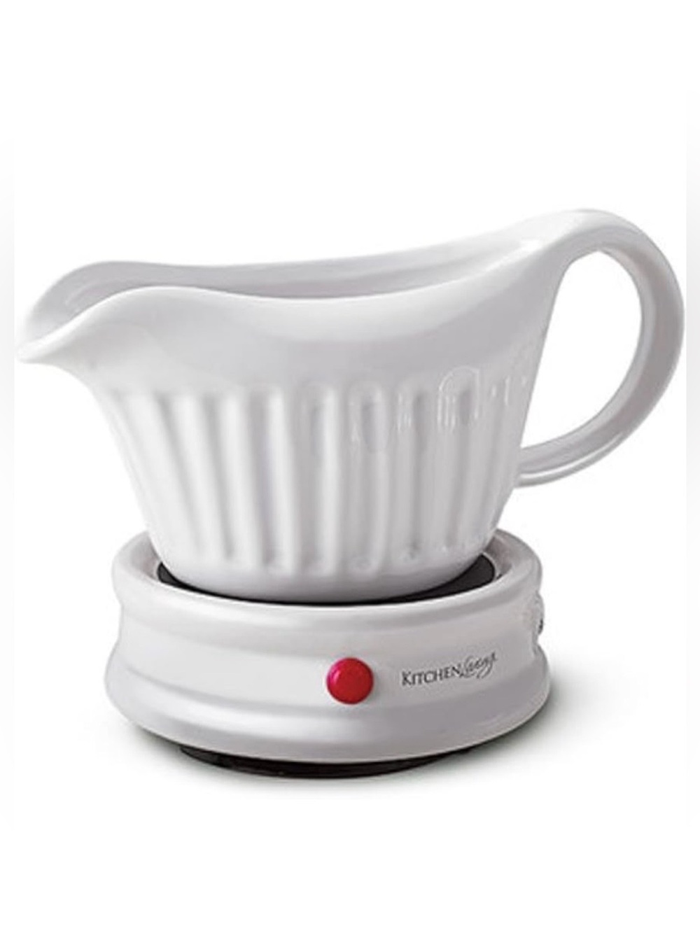 Kitchen Living White 16oz Ceramic Gravy Sauce Warmer W/Electric Base Open Box